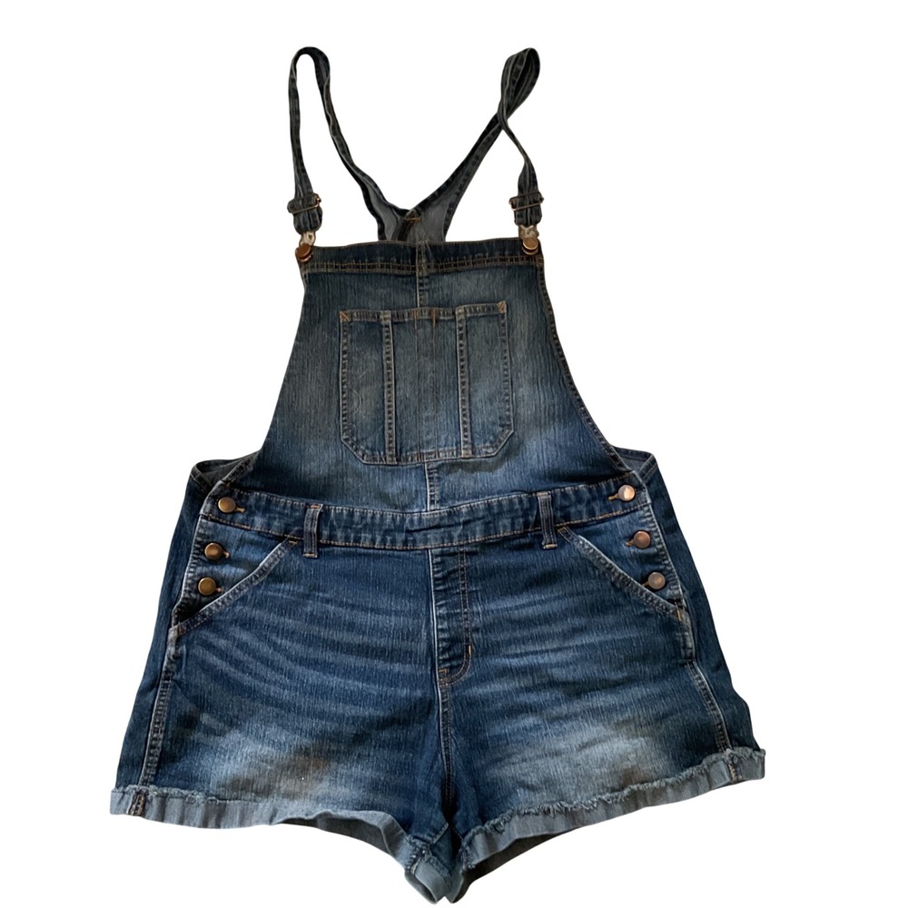 No Boundaries Womens Relaxed Fit Denim‎ Shortalls Medium Wash Blue XXL 19